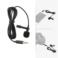 Microphone métallique omnidirectionnel de 1.5m avec prise 3.5mm Microphones à pince Lavalier Mini micro audio pour appareil photo ordinateur portable téléphone