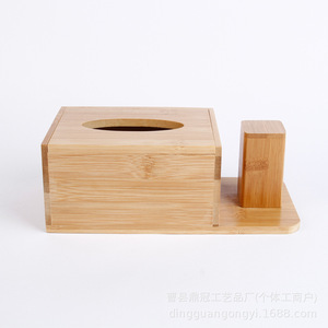 Bamboo Desktop Storage <b>Box</b> With Tissue Holder And Compartment Organizer For Office Or Home Use - Product Image 1