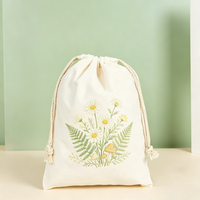 Sacs à cordon en toile de coton recyclable, écologiques, lavables, à motif de dessin animé simple, imprimés sur mesure, mini pochettes portables à cordon