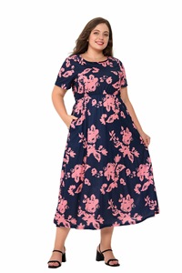 Vestido casual de verano para mujer de talla grande, con cuello redondo y manga corta, disponible para entrega inmediata. - Product Image 6