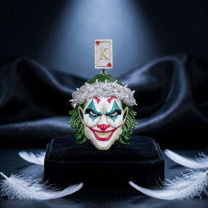 Colgante Iced Out de Plata 925 con Diamante Moissanita, Diseño Cara de Joker Payaso con As de Picas, para Eventos de Lujo, Fiestas y Funciones de Hip Hop - Product Image 2