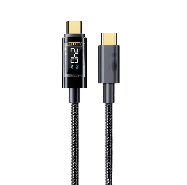 240W USB C to USB C Cable PD 3.1 Fast Charging Cable with LED Digital Display Braided Type C Data Cable
