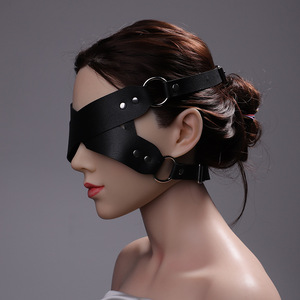Masque pour les yeux en cuir noir à double couche, accessoire érotique pour cosplay SM, usage adulte - Product Image 1