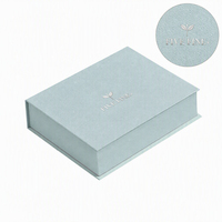 Boîtes rigides élégantes de style livre, bleu et blanc, avec logo personnalisé, pelliculage mat, pour 3 flacons de parfum, coffret cadeau