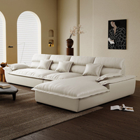 Weiche Hochlehner L-förmige Cloud-Sofas Luxuriöses Modernes Wohnzimmer L-Form Sofa-Set Breite Sitzfläche Cremeweiß Stoff Lounge-Sofa