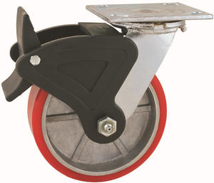 44 Series <span class=keywords><strong>Heavy</strong></span> <span class=keywords><strong>Duty</strong></span> Double Ball Raceway Struktur 4x2 5x2 6x2 8x2 Rigid Swivel mit Bremse Red PU auf Aluminium Industries <span class=keywords><strong>Caster</strong></span> - Product Image 5