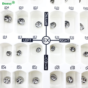 Denxy <span class=keywords><strong>Couronne</strong></span> <span class=keywords><strong>dentaire</strong></span> pédiatrique de qualité A+ préfabriquée en acier inoxydable pour molaires primaires, protection orthodontique manuelle, Classe II - Product Image 2