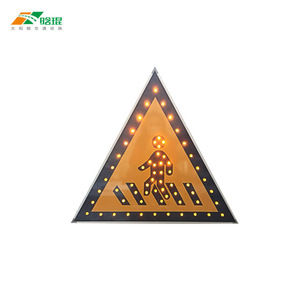Panneau d'avertissement solaire pour passage piéton, signalisation LED clignotante, cadre en aluminium réfléchissant, IP65, montage sur poteau, signalisation de sécurité routière - Product Image 1
