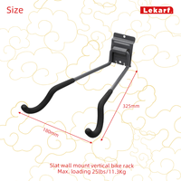 Support de rangement de vélo pour garage, crochet horizontal mural en acier au carbone pour vélo, fixation murale optionnelle