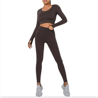 Ensemble de vêtements de sport tendance pour femmes, leggings taille haute personnalisés, haut de sport en tissu extensible pour yoga, gym, fitness, OEM ODM