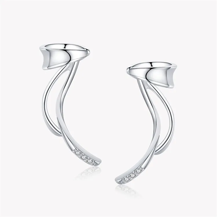 Mode 925 Sterling Silver Zircon Diamond Clip Non Percé Sur Cartilage Oreille Manchette Boucles D'oreilles pour les Femmes