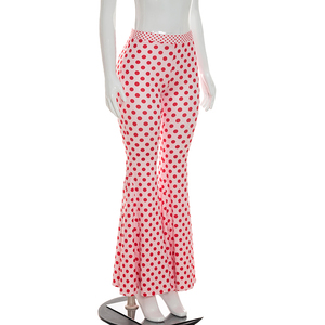 Viviblook Q26PT084 Nuevos pantalones casuales para mujer, pantalones acampanados con estampado de lunares, ajustados y a la moda para damas - Product Image 5
