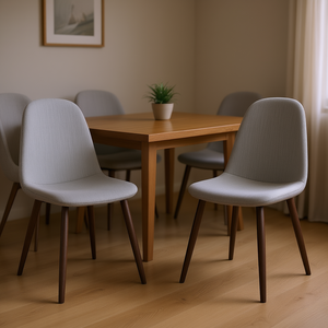 Ensemble de 2 chaises de salle à manger modernes en tissu gris clair, pieds en noyer foncé, meubles pour la maison - Product Image 2