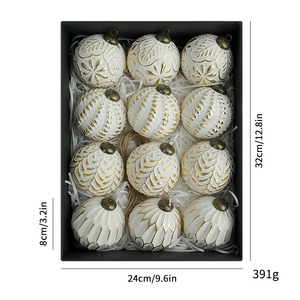 Juego de 12 Adornos Navideños Modernos Hechos a Mano y Ecológicos de 8 cm, Decoraciones Colgantes en Caja, Adornos para Árboles, Decoración Navideña para el Hogar - Product Image 5