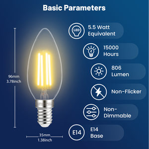 Usine Directement B11 E14 <span class=keywords><strong>E27</strong></span> <span class=keywords><strong>LED</strong></span> Bougie Ampoule 5.5W <span class=keywords><strong>806</strong></span> <span class=keywords><strong>Lumen</strong></span> Non-Dimmable pour Home Bar & Lustre Produit Certifié CE - Product Image 3