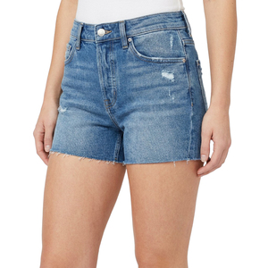 XUCHANG OEM, fabricant de shorts en jean vintage déchirés de haute qualité avec logo personnalisé, 100% coton, <span class=keywords><strong>denim</strong></span> délavé, shorts en jean pour femmes - Product Image 3