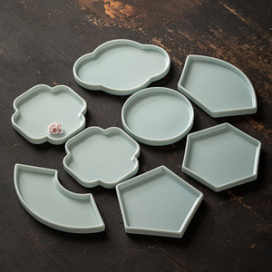 Plato de cerámica chino para aperitivos, forma irregular, plato de porcelana para frutas, para ceremonia del té, estilo retro de lujo - Product Image 3