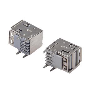 Conector USB 2.0 Tipo-A Hembra con Brida Reforzada, 90 °   Soporte vertical con 4 pines rectos y contactos de resorte planos - Product Image 4