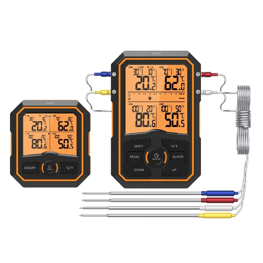 Et dijital gıda termometre mutfak pişirme ızgarası termometre 4 barbekü sıcaklık probları uzaktan sıcaklık izleme