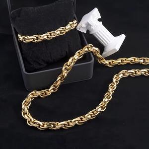 สร้อยคอแฟชั่นสไตล์ฮิปฮอปแบบหนาแนววินเทจเครื่องประดับสแตนเลสสร้อยคอแบบต่อกันชุบทอง18K แบบไม่เสื่อมเสีย - Product Image 4