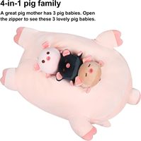 Prêt à expédier : Jouet en peluche doux, poupée animal en peluche, adorable peluche de dessin animé, rembourrée en coton PP, Famille de cochons 4 en 1