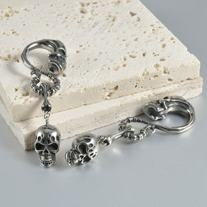 Punk acier inoxydable jauges crâne cintre oreille poids fantôme tête pour cintres oreille crochet extenseurs lobe d'oreille mode Piercing bijoux - Product Image 4