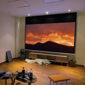 Professional Supplier HD Big Size Grey Glass Fiber 110 Inch UST Recessed Ceiling Hidden Projection Screen