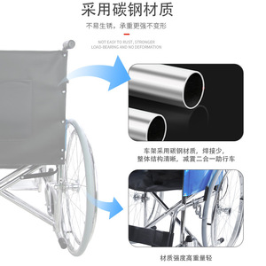 Silla de ruedas plegable ligera, manual y portátil para ancianos y discapacitados con diseño de soporte cruzado - Product Image 5