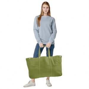 Sacs fourre-tout de week-end en toile verte réutilisables pour le shopping et la plage - Offre spéciale - Product Image 3