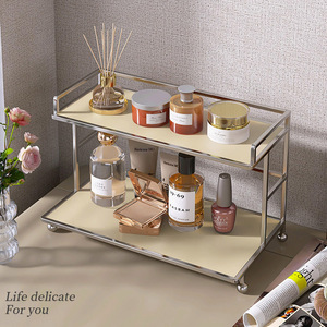 Modern Metal &amp; Acrylic 2-Tier Vanity <strong>Shelf</strong> for Makeup Storage <strong>Counter</strong> <strong>Top</strong> Display Rack - Product Image 3
