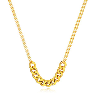 Collier à double couche de 9 mm en acier doré, design géométrique, pour un usage quotidien, colliers superposés tendance - Product Image 1