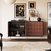 Meuble TV vintage personnalisé, console multimédia, credenza en bois pour chambre, meuble d'appoint antique pour salon et hôtel, armoire de sol combinée