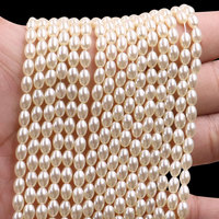 Haute qualité pas cher prix blanc Beige Imation perles de riz en vrac 3x6mm pour la fabrication de colliers de perles