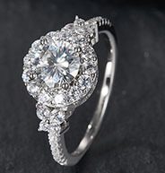 Bague en argent sterling S925 avec grande pierre ronde et double halo en moissanite, bague de fiançailles de luxe tendance pour femmes - Product Image 6
