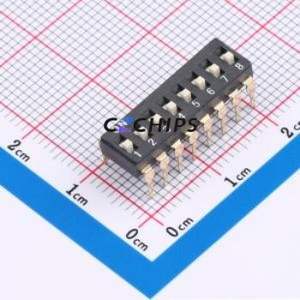 DP-08PT DIP Switch Through hole Component (THT),P=2.54mm Switch Flat Toggle, Raised Type Single Pole Single Throw 8 2.54mm - Product Image 1