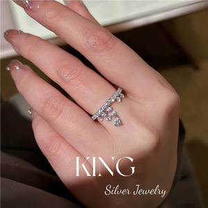 Anillo de Plata de Ley S925 con Diseño de Borla y Engaste Pavé de King Silver Jewelry, Anillo de Moda para Mujer, Regalo - Product Image 2