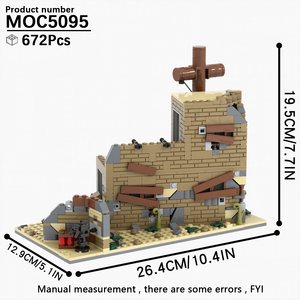 NUEVO Set de Bloques de Construcción MOC de la Segunda Guerra Mundial, Escena de Guerra Militar, <span class=keywords><strong>Casa</strong></span> Destruida, Modelo DIY, Regalo Educativo para Niños, MOC5095 - Product Image 3