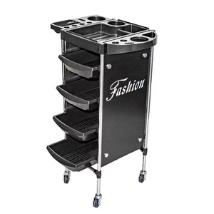 Beauty Spa Hairdresser Black 4 Tier Rolling Storage Barber Hair Salon <strong>Trolley</strong> - Product Image 1