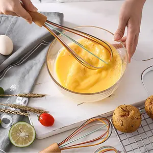 silicone egg beater three size wooden handle manual cake creamer and noodle mixer baking tool