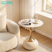 Dalle de marbre en calcite HZX STONE pour tables basses et d'appoint modernes, surface polie, découpe sur mesure, durable, pour villas, salons et salles à manger