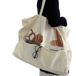 Blank <b>Canvas</b> Tote <b>Bag</b> With Zipper Cotton Tote <b>Bags</b> for Women CustomPrinted Logo DIY <b>Large</b> Capacity Shopping - Product Image 1