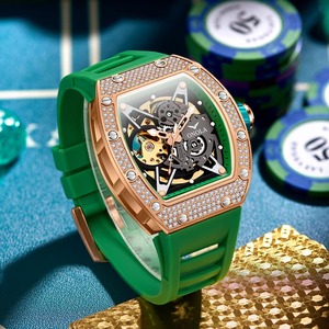 Reloj Deportivo Mecánico Automático para Hombre, Marca Personalizada Drioshipping, Resistente al Agua, Caja Cuadrada de Aleación, Correa de Goma, Esfera de Cristal con Indicadores - Product Image 2