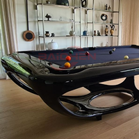 Table de billard de luxe simple en bois massif avec coussinets en caoutchouc et poches en cuir véritable, jeu de snooker/billard 9ft/8ft/7ft sans retour de balles