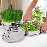 Kit de germination de graines en acier inoxydable à 3 niveaux pour micro-pousses, germeur de graines, plateaux de germination intérieurs pour la cuisine
