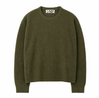 Pull en maille côtelée déchiré personnalisé pour homme, col rond, manches longues, coupe décontractée, style streetwear, fournisseur en gros OEM ODM