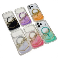Casing Ponsel Akrilik Magnetik Marmer Platinum Glitter dengan Tepi Lunak dan Bagian Belakang Keras untuk 18 Pro Max, Tebal dan Diperkeras