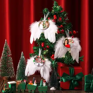 कस्टम डिजाइन क्रिसमस पेड़ सजावट सफेद रिक्त बनाने की क्रिया पंख एन्जिल पंख आभूषण