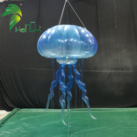 Ballon publicitaire gonflable en forme de méduse bleue transparente Hongyi, en bâche PVC, avec logo LED
