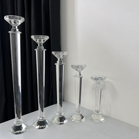 Ensemble de 5 bougeoirs en verre cristal hauts pour la décoration de table de mariage MH-TZ0792