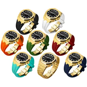 Luxury Gold Plated Metal Watch Case Stainless Steel Watch Case Rubber Band Watch Parts for Mod Kit GA2100